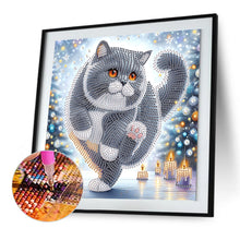 Load image into Gallery viewer, Winter Snow Scene Cat 30*30CM(Canvas) Partial Special Shaped Drill Diamond Painting
