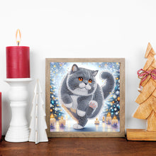 Load image into Gallery viewer, Winter Snow Scene Cat 30*30CM(Canvas) Partial Special Shaped Drill Diamond Painting
