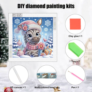 Winter Snow Scene Zebra 30*30CM(Canvas) Partial Special Shaped Drill Diamond Painting