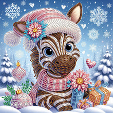 Load image into Gallery viewer, Winter Snow Scene Zebra 30*30CM(Canvas) Partial Special Shaped Drill Diamond Painting
