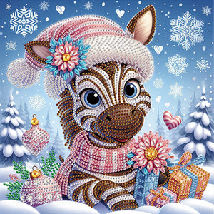 Winter Snow Scene Zebra 30*30CM(Canvas) Partial Special Shaped Drill Diamond Painting