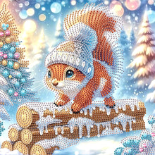 Load image into Gallery viewer, Winter Snow Squirrel 30*30CM(Canvas) Partial Special Shaped Drill Diamond Painting
