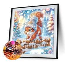 Load image into Gallery viewer, Winter Snow Squirrel 30*30CM(Canvas) Partial Special Shaped Drill Diamond Painting
