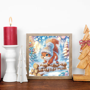 Winter Snow Squirrel 30*30CM(Canvas) Partial Special Shaped Drill Diamond Painting