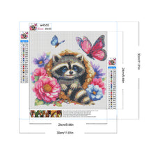 Load image into Gallery viewer, Raccoon And Flowers 30*30CM(Canvas) Full Round Drill Diamond Painting
