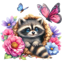 Load image into Gallery viewer, Raccoon And Flowers 30*30CM(Canvas) Full Round Drill Diamond Painting
