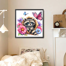 Load image into Gallery viewer, Raccoon And Flowers 30*30CM(Canvas) Full Round Drill Diamond Painting
