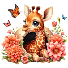 Load image into Gallery viewer, Giraffe And Flowers 30*30CM(Canvas) Full Round Drill Diamond Painting
