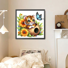 Load image into Gallery viewer, Tiger And Flowers 30*30CM(Canvas) Full Round Drill Diamond Painting
