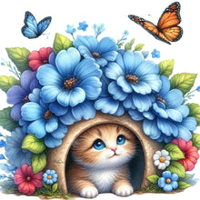 Load image into Gallery viewer, Cat And Flowers 30*30CM(Canvas) Full Round Drill Diamond Painting
