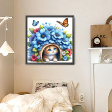 Load image into Gallery viewer, Cat And Flowers 30*30CM(Canvas) Full Round Drill Diamond Painting
