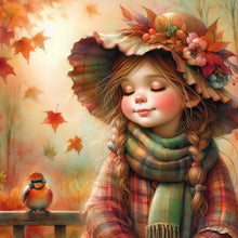 Load image into Gallery viewer, Little Girl With Falling Autumn Leaves 40*40CM(Picture) Full Square Drill Diamond Painting
