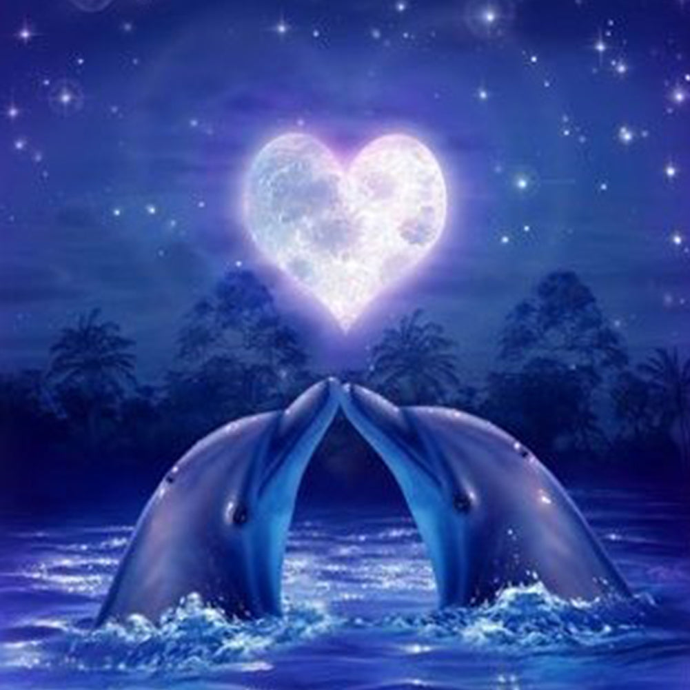 Love Dolphin 40*40CM(Canvas) Full Round Drill Diamond Painting