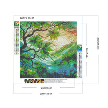 Load image into Gallery viewer, Glass Painting Green Maple Leaf 30*30CM(Canvas) Full Round Drill Diamond Painting
