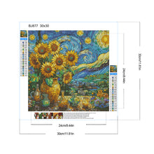 Load image into Gallery viewer, Glass Painting Sunflower Starry Night 30*30CM(Canvas) Full Round Drill Diamond Painting
