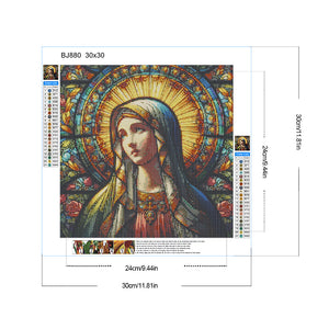 Glass Painting Of The Virgin Mary 30*30CM(Canvas) Full Round Drill Diamond Painting