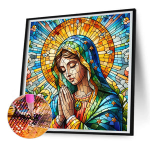 Glass Painting: Madonna In Prayer 30*30CM(Canvas) Full Round Drill Diamond Painting