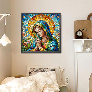 Glass Painting: Madonna In Prayer 30*30CM(Canvas) Full Round Drill Diamond Painting