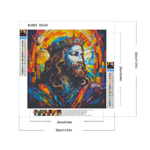 Glass Painting Jesus 30*30CM(Canvas) Full Round Drill Diamond Painting