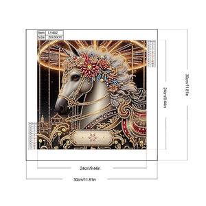 Metal Unicorn 30*30CM(Canvas) Partial Special Shaped Drill Diamond Painting