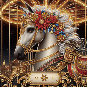 Metal Unicorn 30*30CM(Canvas) Partial Special Shaped Drill Diamond Painting