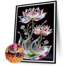 Load image into Gallery viewer, Water Drop Lotus 30*40CM(Canvas) Partial Special Shaped Drill Diamond Painting
