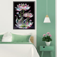 Load image into Gallery viewer, Water Drop Lotus 30*40CM(Canvas) Partial Special Shaped Drill Diamond Painting
