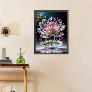 Water Drop Lotus 30*40CM(Canvas) Partial Special Shaped Drill Diamond Painting