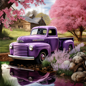 Village Classic Car Scenery 30*30CM(Canvas) Full Round Drill Diamond Painting