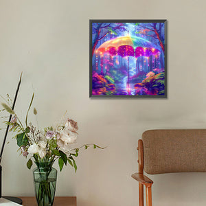 Colorful Umbrellas In The Forest 30*30CM(Canvas) Full Round Drill Diamond Painting