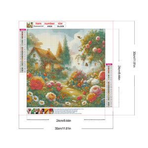 Small House Among Flowers 30*30CM(Canvas) Full Round Drill Diamond Painting