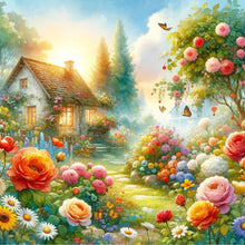 Load image into Gallery viewer, Small House Among Flowers 30*30CM(Canvas) Full Round Drill Diamond Painting
