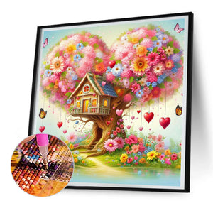 Love Tree House 30*30CM(Canvas) Full Round Drill Diamond Painting