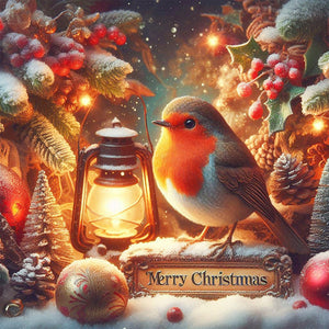 Christmas Bird 40*40CM(Picture) Full AB Round Drill Diamond Painting