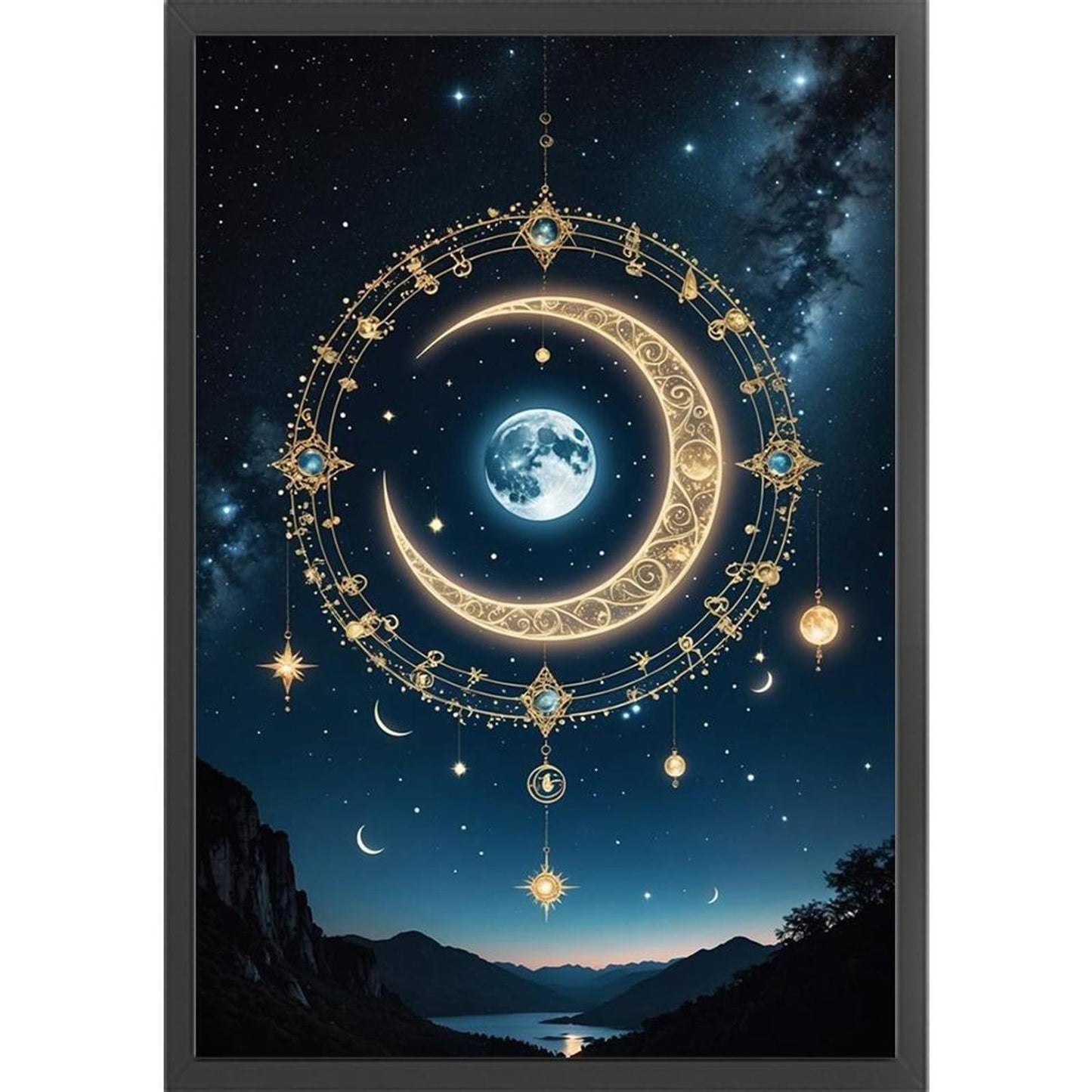 Moon And Starry Sky - Full 14CT Stamped Cross Stitch 40x60CM - Huacan