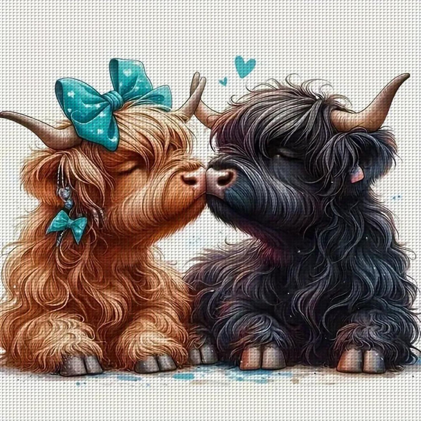 Highland Cow - Full 14CT Stamped Cross Stitch 40x40CM - Huacan