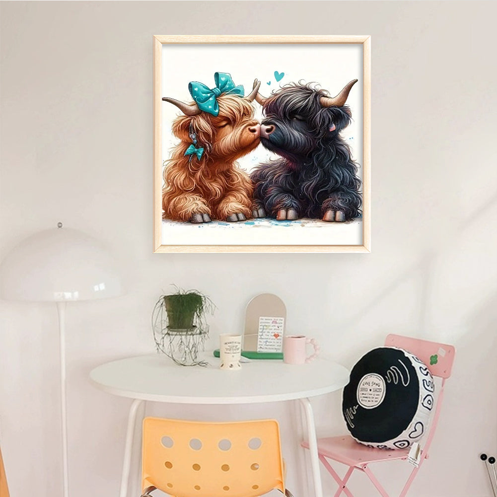 Highland Cow - Full 14CT Stamped Cross Stitch 40x40CM - Huacan