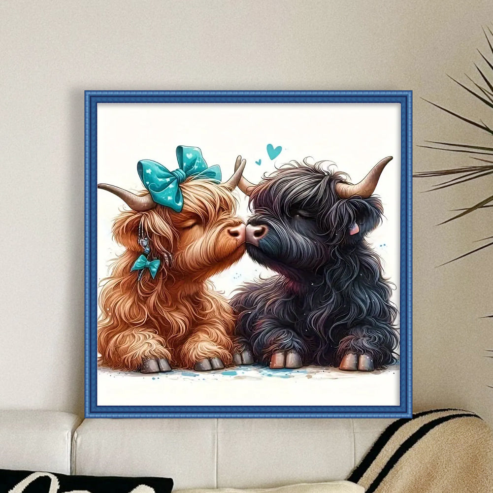 Highland Cow - Full 14CT Stamped Cross Stitch 40x40CM - Huacan