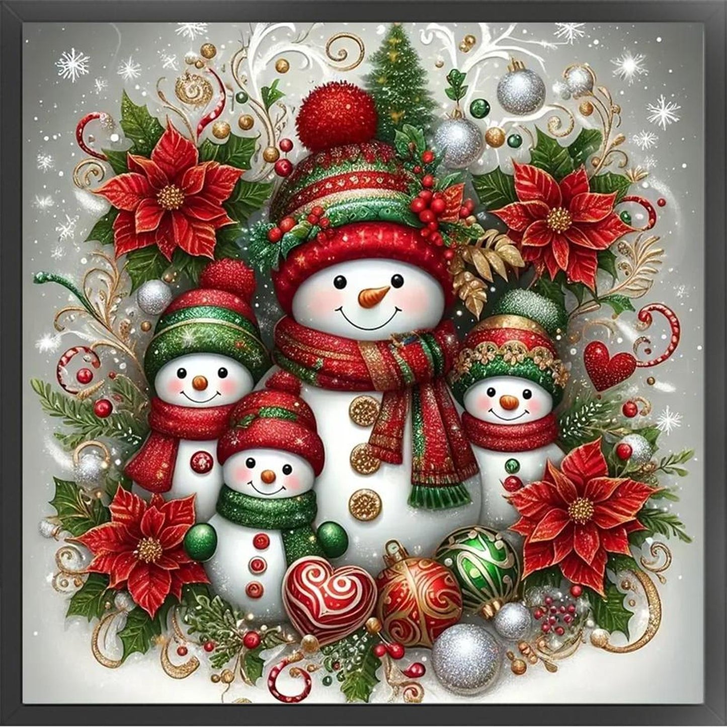 Cute Snowman - Full 14CT Stamped Cross Stitch 45x45CM - Huacan