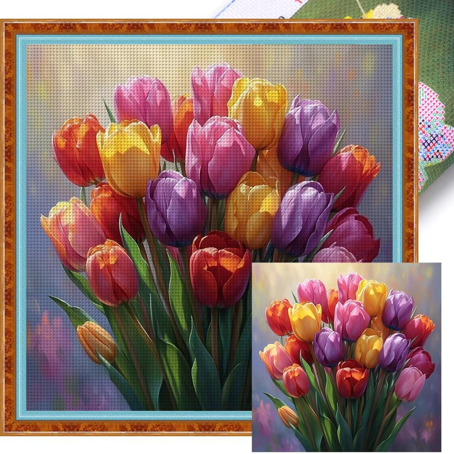 Tulip - Full 14CT Stamped Cross Stitch 40x40CM - Huacan