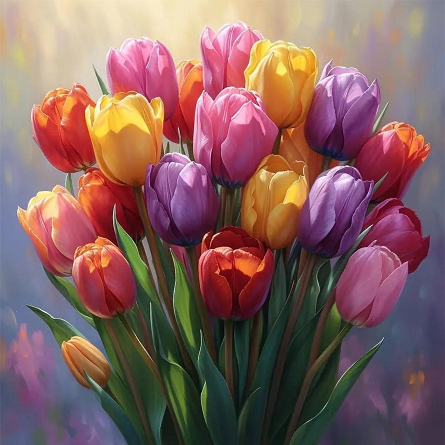 Tulip - Full 14CT Stamped Cross Stitch 40x40CM - Huacan