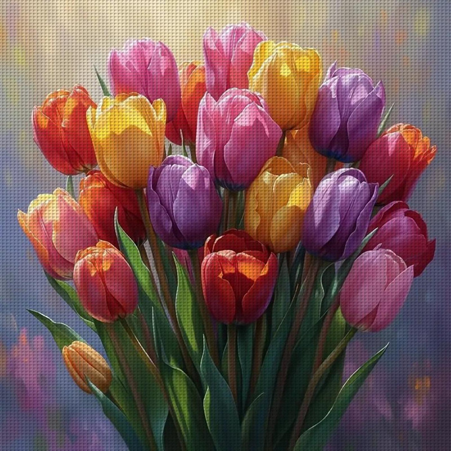 Tulip - Full 14CT Stamped Cross Stitch 40x40CM - Huacan