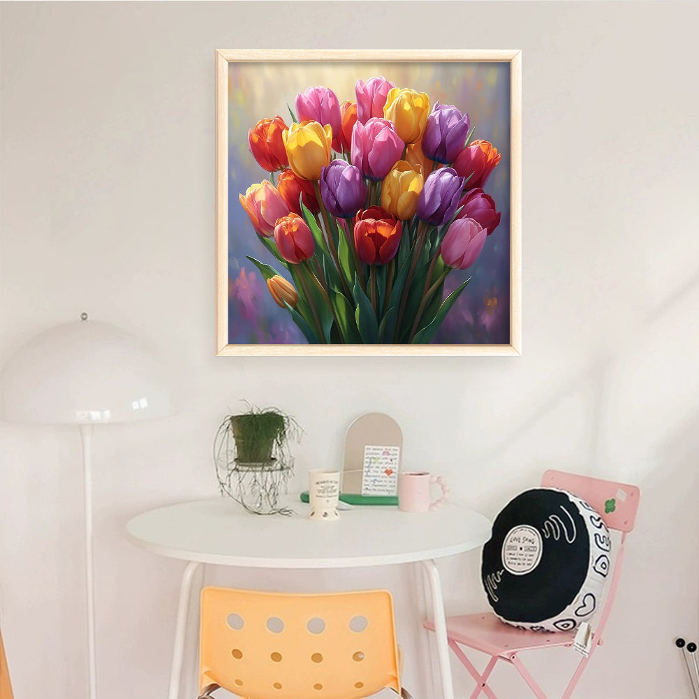 Tulip - Full 14CT Stamped Cross Stitch 40x40CM - Huacan