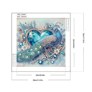 Love Peacock 30*30CM(Canvas) Partial Special Shaped Drill Diamond Painting