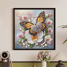 Load image into Gallery viewer, Orchid Love Butterfly 30*30CM(Canvas) Partial Special Shaped Drill Diamond Painting
