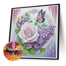 Load image into Gallery viewer, Rose Butterfly 30*30CM(Canvas) Partial Special Shaped Drill Diamond Painting
