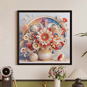 Sun Paper Flower Vase 30*30CM(Canvas) Partial Special Shaped Drill Diamond Painting