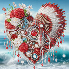 Load image into Gallery viewer, Rose Indian Heart Headdress 30*30CM(Canvas) Partial Special Shaped Drill Diamond Painting
