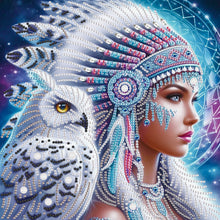 Load image into Gallery viewer, Indian Woman And White Owl 30*30CM(Canvas) Partial Special Shaped Drill Diamond Painting
