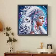 Load image into Gallery viewer, Indian Woman And White Owl 30*30CM(Canvas) Partial Special Shaped Drill Diamond Painting
